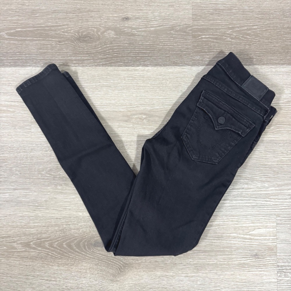 True Religion Halle Super Skinny Jeans Womens 28 Black Mid Rise W65A912KT4